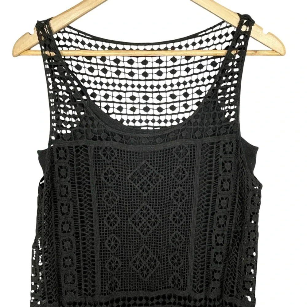 Lauren Ralph Lauren Boho Crochet Knit Fringe Dress Sz M Lace Festival Cover Up - Picture 3 of 9